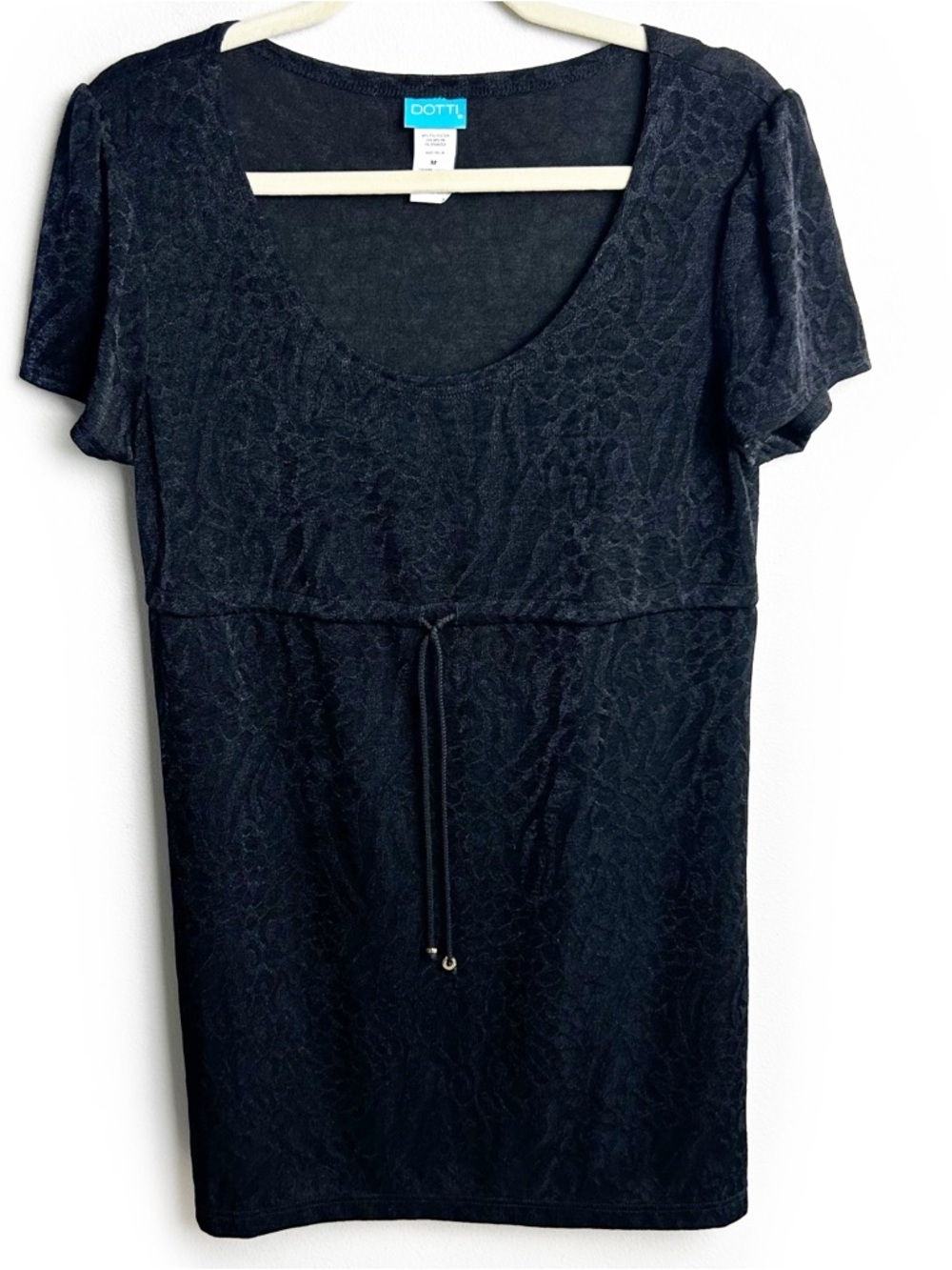 Dotti Y2K style babydoll sheer animal printed dress black size: M